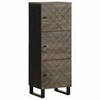 vidaXL Hoge kast 40x33x110 cm massief mangohout zwart, Verzenden, Nieuw