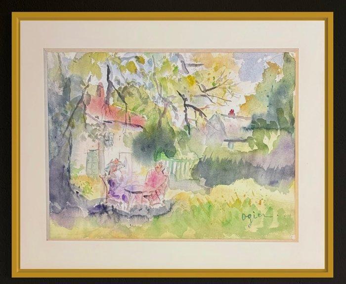 Marie Louise Ogier (1912-2003 ) - Scène d’extérieur -, Antiek en Kunst, Kunst | Schilderijen | Klassiek