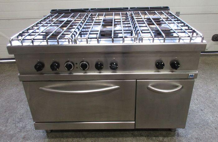 Gasfornuis met 6 branders en oven, B120 x D90 x H90cm,, Witgoed en Apparatuur, Fornuizen, Gebruikt