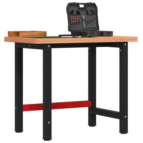 vidaXL Werkbank rechthoekig 100x60x83 cm massief beukenhout, Doe-het-zelf en Verbouw, Werkbanken, Nieuw, Verzenden