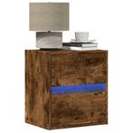 vidaXL Nachtkastjes met LEDs 2 st wandgemonteerd gerookt, Verzenden, Nieuw, Hout
