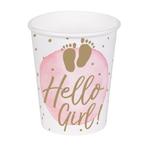 Geboorte Bekers Hello Girl Papier 210ml 10st, Verzenden, Nieuw