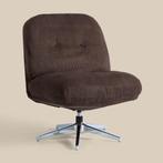 *WOONWINKEL* Retro Draaifauteuil Ribstof Bruin, Huis en Inrichting, Fauteuils, Verzenden, Nieuw, Stof