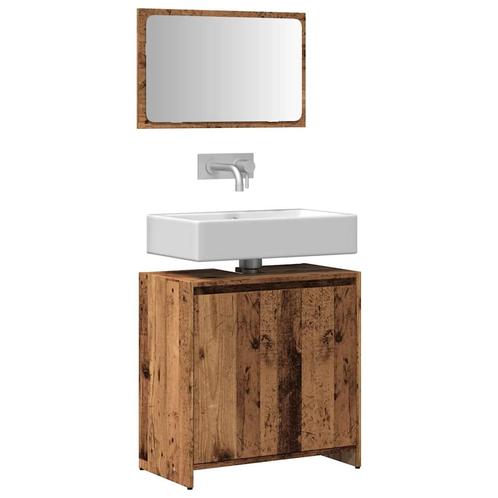 vidaXL 2-delige Badkamermeubelset bewerkt hout oud, Huis en Inrichting, Badkamer | Badkamermeubels, Nieuw, Verzenden