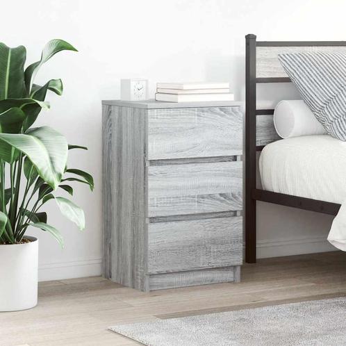 vidaXL Nachtkastjes met 3 lades 2 st 39x35x65 cm grijs, Huis en Inrichting, Slaapkamer | Nachtkastjes, Nieuw, Hout, Verzenden