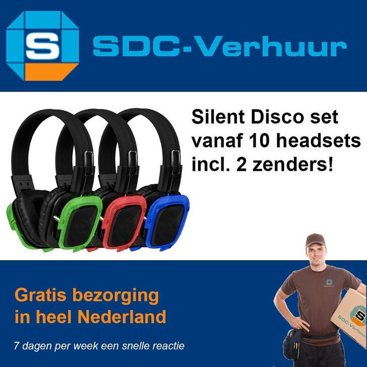 Silent Disco set huren,  1 tm 50 stuks! Gratis bezorging, Hobby en Vrije tijd, Feestartikelen | Verhuur, Verjaardag, Zo goed als nieuw