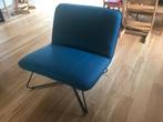 Leren fauteuil zonder armleuning met kruisframe - blauw leer, Huis en Inrichting, Nieuw, Ophalen of Verzenden, 75 tot 100 cm, Industrieel