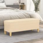 vidaXL Bankje 100x35x41 cm stof crèmekleurig, Verzenden, Nieuw, Stof, Minder dan 150 cm