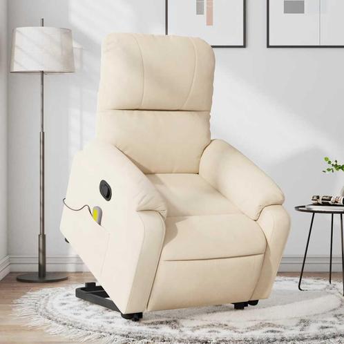 vidaXL Sta-op-massagestoel verstelbaar microvezelstof beige, Huis en Inrichting, Fauteuils, Nieuw, Verzenden