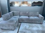 Gave Grijze ribstof hoekbank in zeer goede staat, Hoekbank, Zo goed als nieuw, 200 tot 250 cm, Vierpersoons of meer