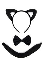 Kat Haarband Oren Strik Staart Diadeem Set Zwart Wit Zacht K, Ophalen of Verzenden, Nieuw, Carnaval, Accessoires