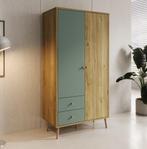 Kledingkast eiken groen 95cm Kleerkast | Lades Scandinavisch, Huis en Inrichting, Kasten | Vitrinekasten, Nieuw, Scandinavisch