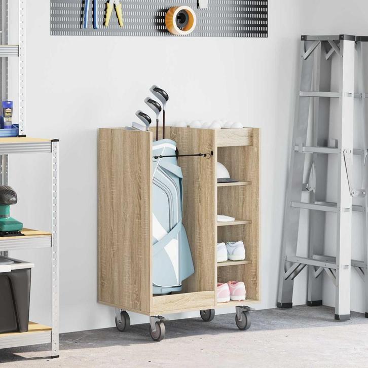 vidaXL Golfkast met wiel Effen Sonoma Eiken 65 x 45 x 98 cm, Sport en Fitness, Golf, Nieuw, Verzenden