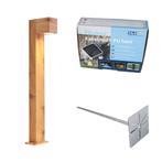 Buitenlamp aluminium met hout print met grondpin en, Verzenden, Nieuw, Aluminium