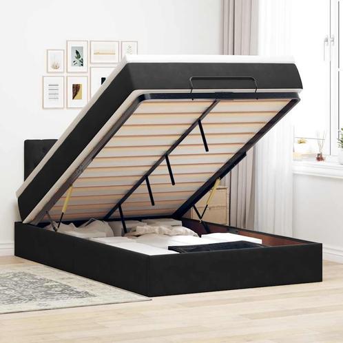 vidaXL Bed poef met matras 120x190 cm fluweel zwart, Huis en Inrichting, Slaapkamer | Bedden, 120 cm, 190 cm of minder, Zwart