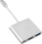 USB-C adapter 3 in 1 - USB + HDMI + USB-C - Zilver, Ophalen of Verzenden, Nieuw