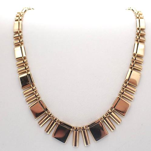 Gouden dames collier; Fantasie | 40 cm (ketting) (ketting), Sieraden, Tassen en Uiterlijk, Kettingen, Overige kleuren, Gebruikt