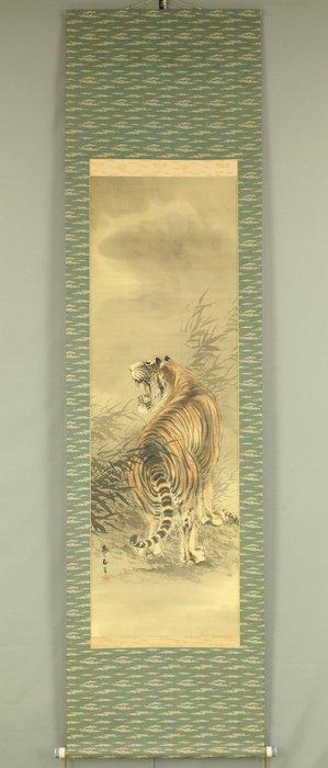 Roaring Fierce Tiger and Bamboo - with signature Taiseki, Antiek en Kunst, Antiek | Overige Antiek