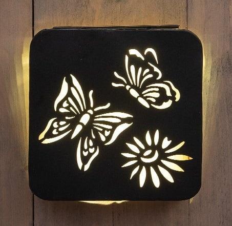 Solar Wandlamp - Vlinder Wand Deco - 20 cm (tuinverlichting), Tuin en Terras, Buitenverlichting, Waterbestendig, Led, Zonne-energie