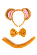 Aap Haarband Oren Strik Staart Diadeem Set Bruin Beige Zacht, Ophalen of Verzenden, Nieuw, Carnaval, Accessoires