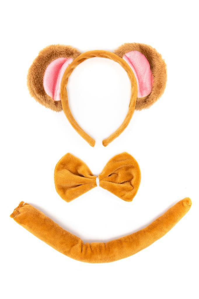 Aap Haarband Oren Strik Staart Diadeem Set Bruin Beige Zacht, Kleding | Dames, Carnavalskleding en Feestkleding, Accessoires, Nieuw