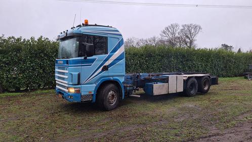 Veiling: Containertransport Vrachtwagen Scania 144 460 V8 Di, Auto's, Vrachtwagens, Handgeschakeld, BTW verrekenbaar, Diesel, Blauw