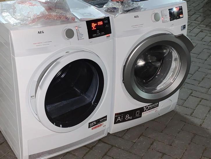 Prachtige AEG 8KG Wasmachine AEG 8KG Warmtepompdroger!, Witgoed en Apparatuur, Wasmachines, Minder dan 85 cm, 1200 tot 1600 toeren