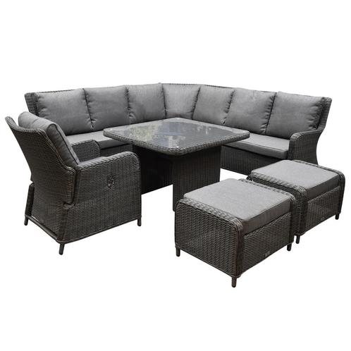 Bilbao Premium dining hoek loungeset 7 delig verstelbaar, Tuin en Terras, Tuinsets en Loungesets, Nieuw, Wicker, Ophalen of Verzenden