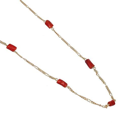 Halsketting - 18 karaat Geel goud Koraal, Sieraden, Tassen en Uiterlijk, Kettingen