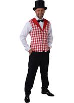Brabant Gilet rood/wit geblokt heren, Kleding | Heren, Ophalen of Verzenden, Nieuw