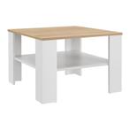 Houten Salontafel - 60 x 60 cm - Wit / Houtkleur - 2 Niveaus, Verzenden, Nieuw