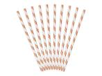 Papieren Rietjes Rose Goud Gestreept 19,5cm 10st, Hobby en Vrije tijd, Feestartikelen, Verzenden, Nieuw