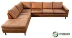 Refurbished 5-zits hoekbank cognac met 1 jaar garantie!, Huis en Inrichting, Overige materialen, 250 tot 300 cm, Gebruikt, Microleder