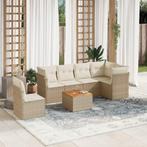 vidaXL 7-delige Loungeset met kussens poly rattan beige, Verzenden, Nieuw, Rotan, Loungeset