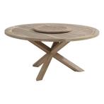 Louvre + lazy susan teak 160cm rond dining tafel Taste 4SO, Tuin en Terras, Ophalen of Verzenden, Nieuw, Teakhout