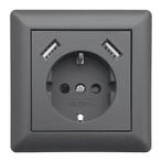 Ledmaxx Inbouw contactdoos antraciet met 2x USB 2800mA, Ophalen of Verzenden, Nieuw