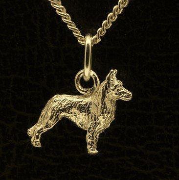 Gouden Hollandse herder langhaar hond hanger - klein, Sieraden, Tassen en Uiterlijk, Kettinghangers, Verzenden