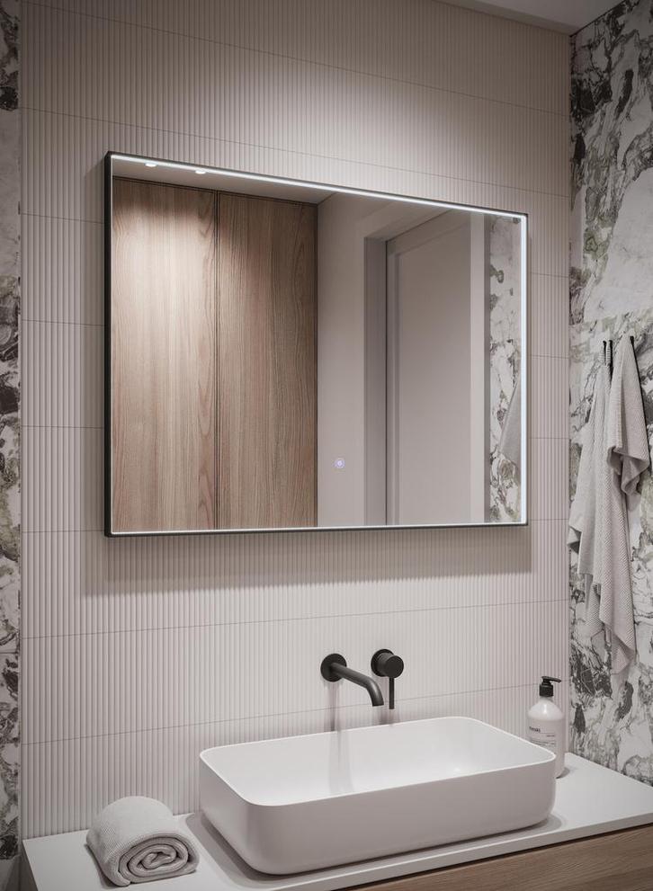 Badkamerspiegel Bristol - 80 x 60 cm - LED - Verwarming, Huis en Inrichting, Badkamer | Badkamermeubels, Nieuw, Overige typen