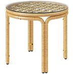 TRUUSK Bijzettafel Van Polyrattan Ronde Salontafel Met Glaze, Verzenden, Nieuw