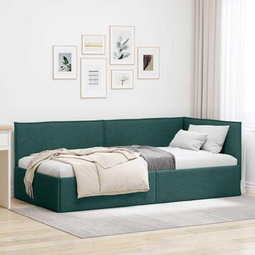 vidaXL Hoekbedframe met hoofdeinde Donkergroen 100 x 200 cm beschikbaar voor biedingen