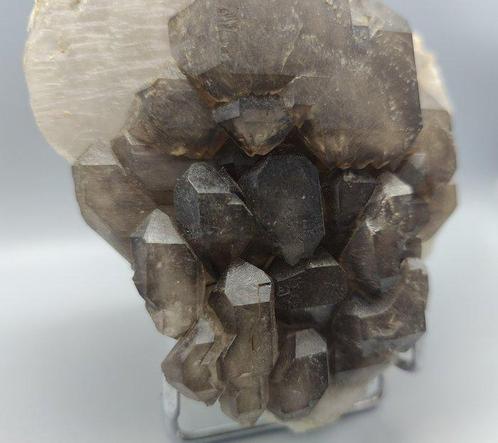Jacaré (Elestial) Rookkwarts met orthoklaas en zwarte, Verzamelen, Mineralen en Fossielen