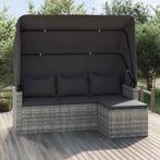 vidaXL Tuinbank 3-zits met dak en voetenbank poly rattan, Verzenden, Nieuw, Rotan