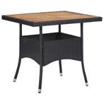 vidaXL Tuintafel poly rattan en massief acaciahout zwart, Verzenden, Nieuw, Hout