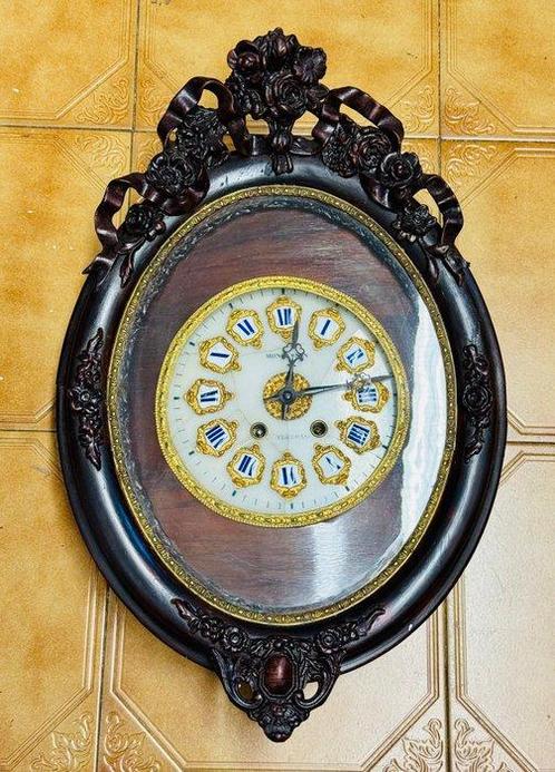 Wandklok Napoleon III Hout, Messing - 1850-1900, Antiek en Kunst, Antiek | Klokken