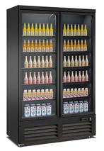 Koelkast 2 Glasdeuren Zwart Ceb-1200R Bl, Verzenden, Nieuw in verpakking, Koelen en Vriezen