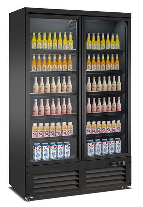 Koelkast 2 Glasdeuren Zwart Ceb-1200R Bl, Zakelijke goederen, Horeca | Keukenapparatuur, Koelen en Vriezen, Verzenden