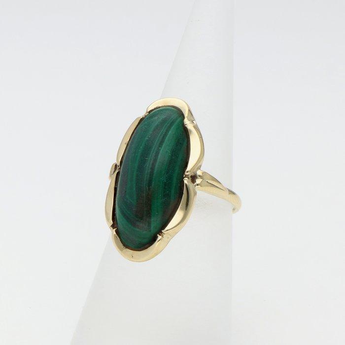 Ring - 14 karaat Geel goud - Malachiet, Sieraden, Tassen en Uiterlijk, Ringen