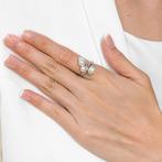 Ring - 18 karaat Witgoud - 0.05ct. tw. Parel - Diamant, Sieraden, Tassen en Uiterlijk, Ringen, Nieuw