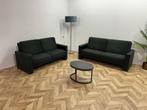 Zwarte Stof / Leren Banken Set, Huis en Inrichting, Banken | Bankstellen, Ophalen of Verzenden, Nieuw