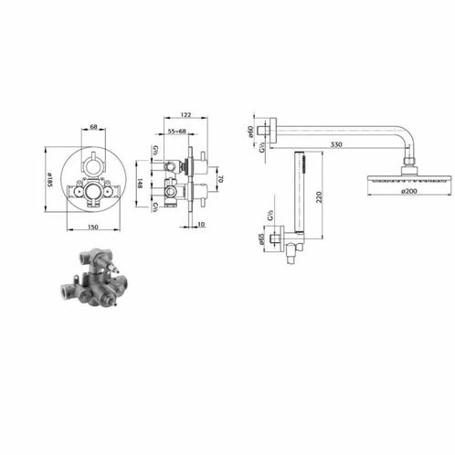 Inbouw Regendoucheset Xenz Duero Thermostatisch 20 cm met, Doe-het-zelf en Verbouw, Sanitair, Ophalen of Verzenden